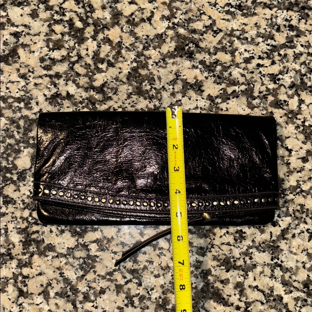 NWT HOBO Zeal Clutch Black Leather with Studded Detail - Picture 16 of 17